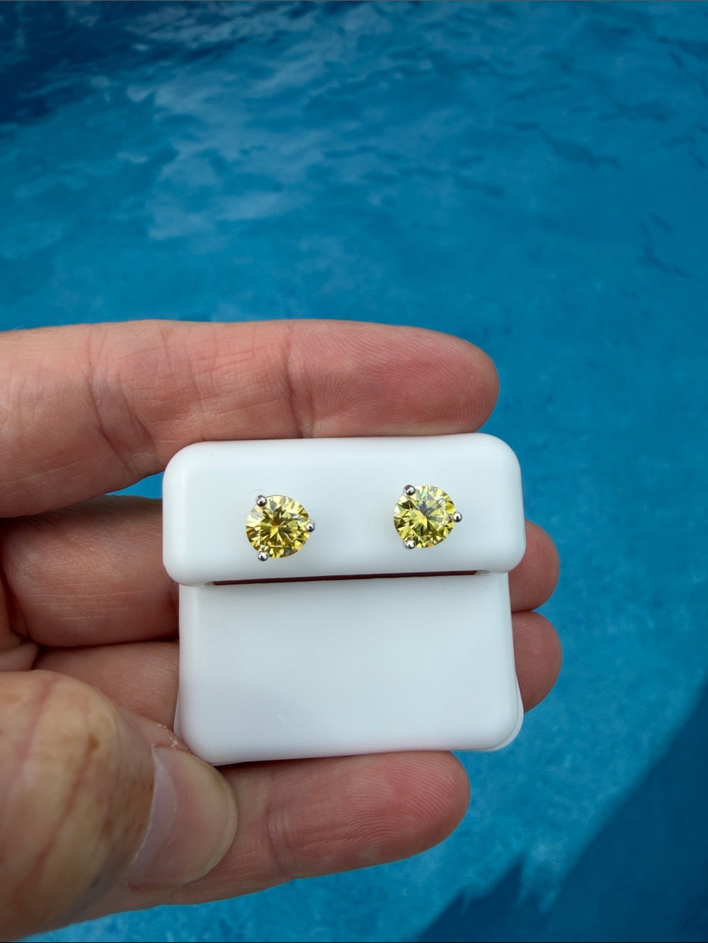2 ctw yellow moissanite silver screw back earrings.